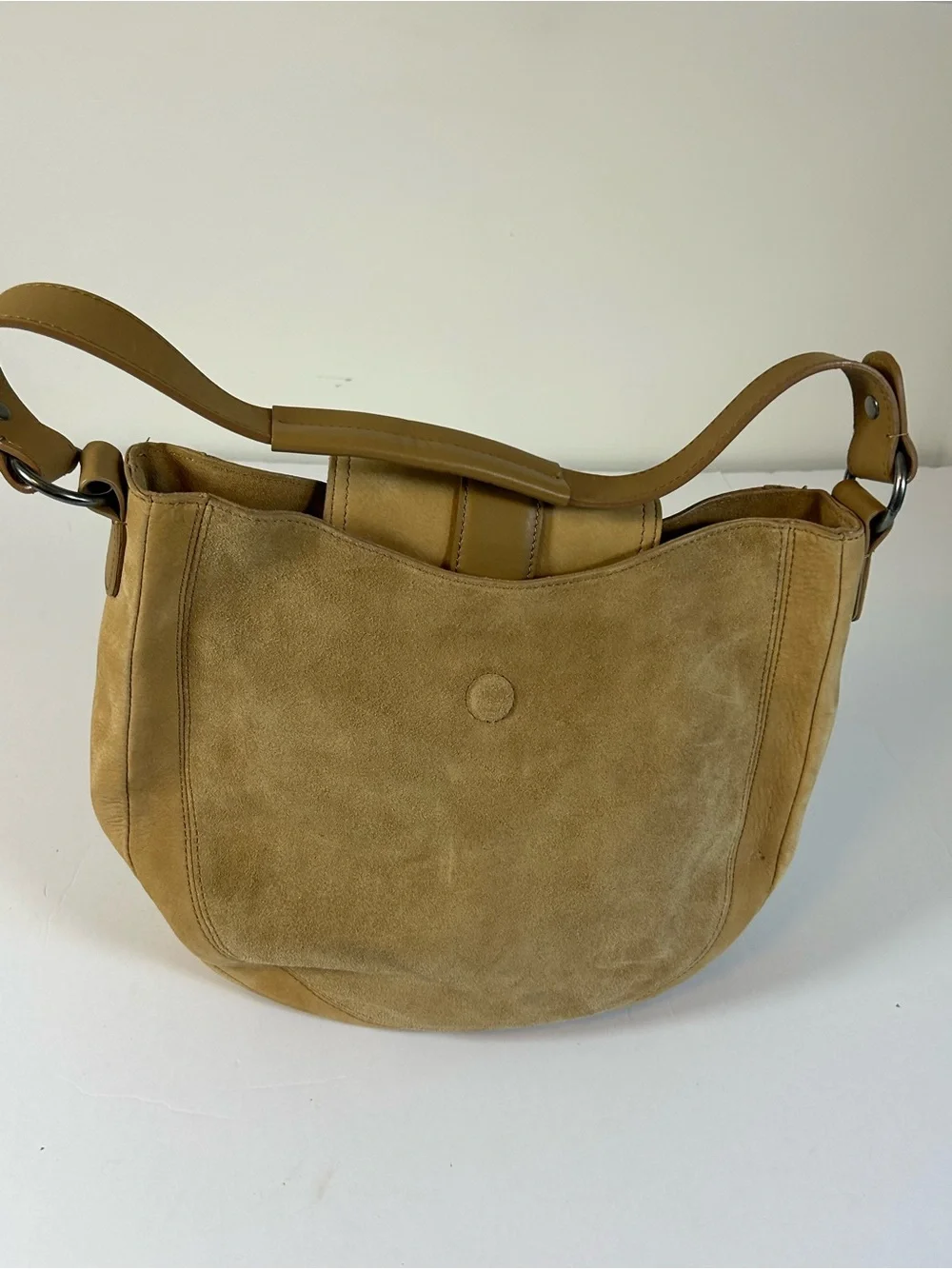 NWOT Gorgeous Lucky Brand Tan Suede Hobo Bag with Ring Accent